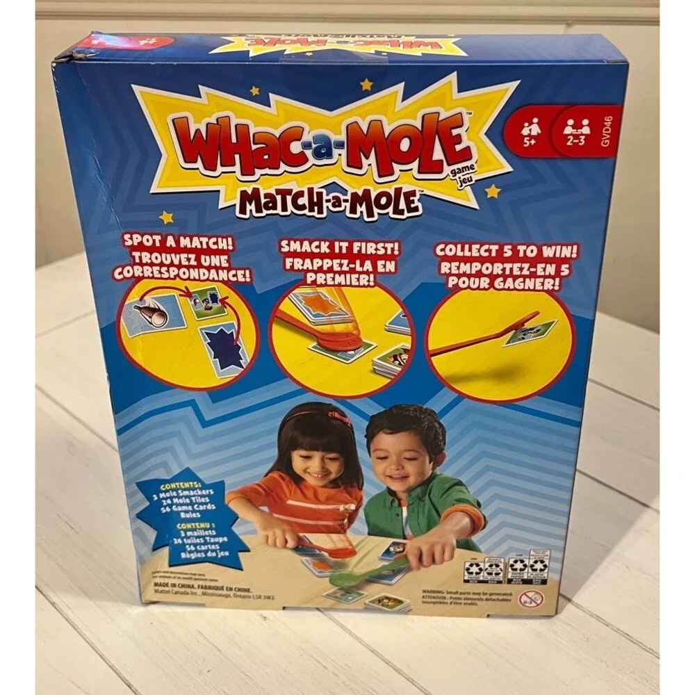 WHAC-A-MOLE Match-A-MOLE Kids Card Matching Game with Mole Smackers Games Toy S